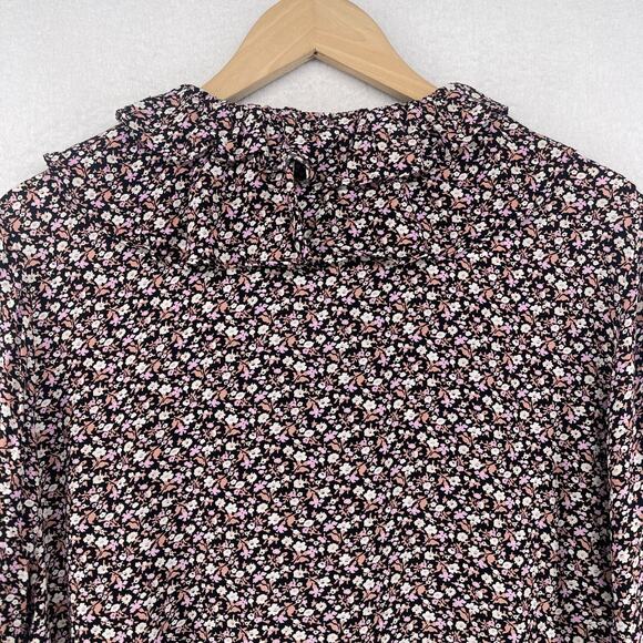 & OTHER STORIES Blouse 6 Paris Atelier Ditsy Floral Ruffled Shell Button Black - Picture 7 of 11